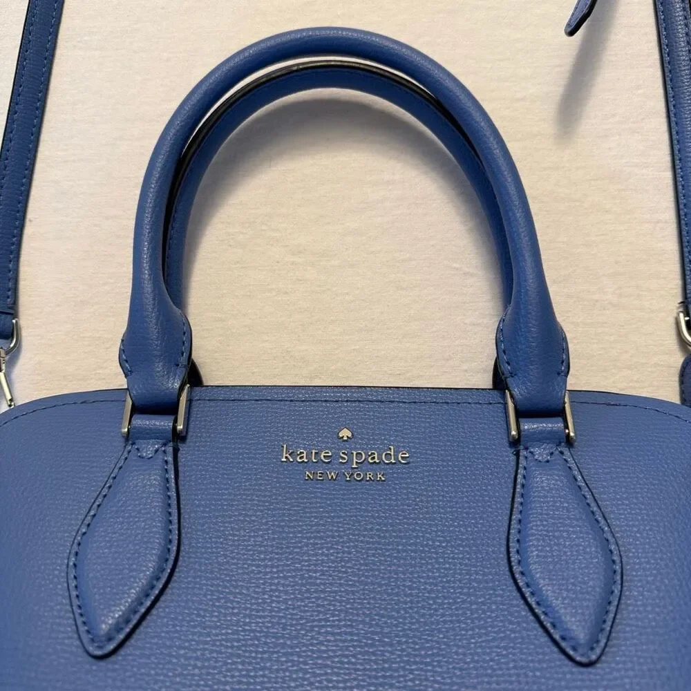 Kate Spade New York | Blue Leather Purse | Crossbody Strap | Top Handle | Zip Cl